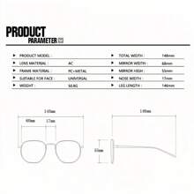 〖Summer Turn Up〗1 PCS Large Frame Double Beam Metal Fashion Glasses Toad Glasses Advanced Retro Personality Versatile Daily Wear Street Photography Vacation Travel Beach Accessories Gold Color