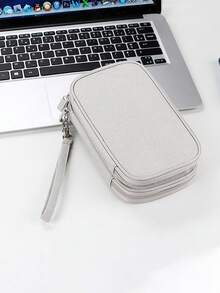 1 件双层数码配件收纳袋，电子收纳旅行通用线缆整理袋，适用于手机、数据线、硬币、珠宝、分类收纳、移动电源、鼠标、充电器、数据线、硬盘盒、保护套、收纳袋、耳机袋、旅行打包袋