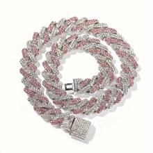 1 件朋克嘻哈多巴胺风格全水钻项链，男女通用时尚 Y2K 项链和手链，多种尺寸可选，适合日常佩戴