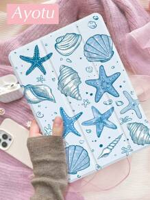 Ayotu Blue Ocean Pattern IPad Case Compatible With IPad 10.2 Inch 2021/2020 IPad 9th/8th Generation,Compatible With Samsung Galaxy Tab A8 10.5 Inch 2022,Compatible With Huawei Matepad 10.4/ Tab,With Pen Holder,Supports Automatic Sleep/Wake Lid,Fashion Protective Case