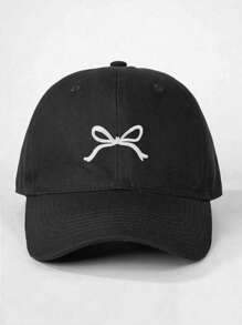 1 Pc Fashionable & Versatile Women Bow Embroidery Baseball Cap, Vintage Washed Distressed Style, Suitable For Daily Wear Valentines