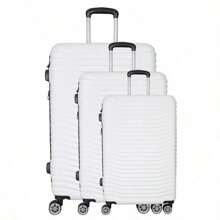 3-Piece Luggage Set | Lightweight Hard Shell Suitcases With 360° Spinner Wheels | Expandable Trolley Case | Cabin, Medium & Large Sizes | Travel Luggage With Lock | Detachable Wheels | Durable & Stylish Suitcase Set - - 白色 - 查看 2