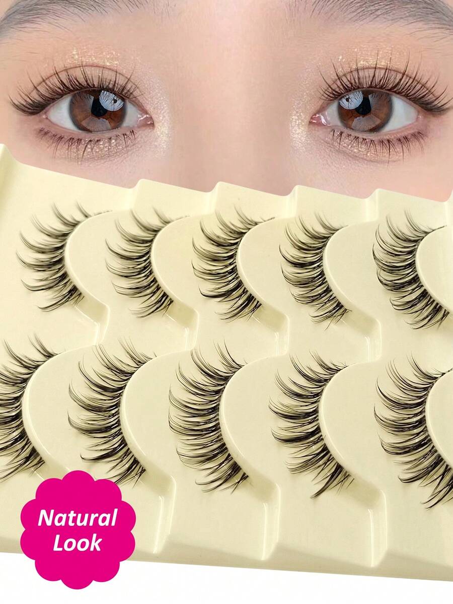5 Pairs Rikuaild Transparent Natural Cross Long False Eyelashes, Suitable For Cosplay And Daily Makeup - Natural Lashes - View 1