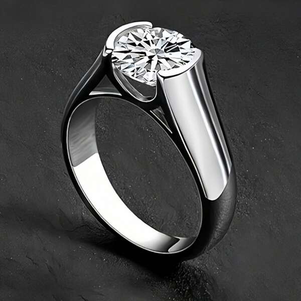 1pc Elegant Zirconia Encrusted Round Ring, Wedding Engagement Ring, Valentine's Day Gift