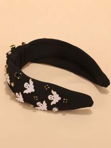 1pc Women's Halloween Ghost Creative Holiday Hair Accessory, Hair Band, Hair Hoop, Headbands, Black, Hair Accessories, Festival Accessories ,Halloween Costumes Holiday Essential