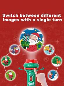 Dziecięca latarka z projektorem i lampką świąteczną – wzór Świętego Mikołaja/płatka śniegu, latarka projekcyjna LED, idealna jako prezent i dekoracja świąteczna (latarka, slajd projekcyjny, kolor i styl losowy)