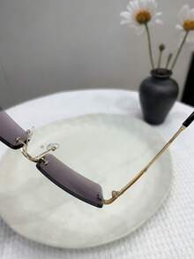 2pcs Square Frameless Y2K One-Piece Stylish Fashion Glasses - Multicolor - View 4