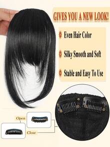 合成刘海自然额头假发棕黑色刘海夹式假发女连体真人卡通刘海隐形假发 - 彩色 - 查看 4