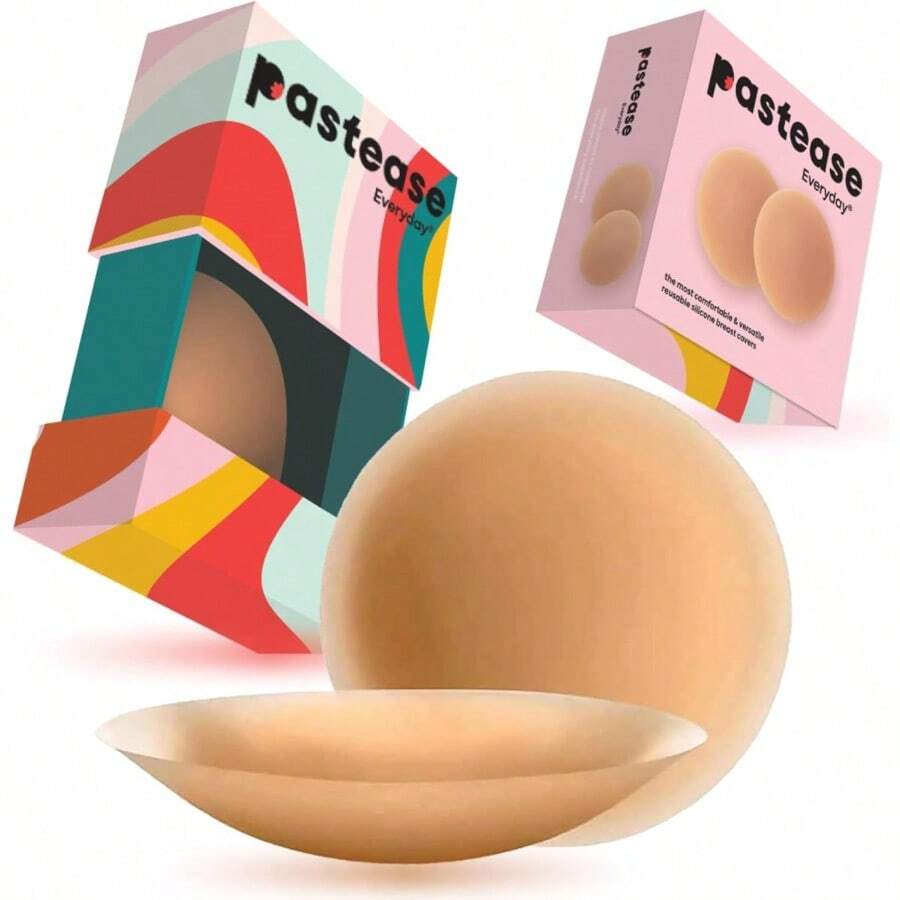 QY Nipple Covers Nude Adhesive Silicone Nipple Pasties Reusable Hypoallergenic Seamless Cakes Breast Covers 8380 - Caramel - 查看 1