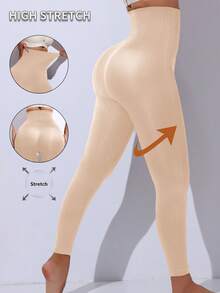 Women's Slimming Pants, High Waist Compression Leggings, Seamless Yoga Pants, Tummy Control Shapewear, Butt Lifting Workout Tights, Fitness Gym Skinny Trousers - Apricot - View 4