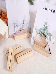 2/10 件木质桌号牌架木质座位卡架照片架亚克力标牌架适用于仪式生日派对家居装饰 - 原木色 - 查看 4