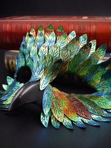 1 pieza Máscara de media cara con plumas para mujer, adecuada para juegos de roles, Halloween, regalos navideños, decoración y adornos