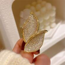 1 Piece Of Leaf Brooch Made Of Zinc Alloy Material With Baking Paint Process, Elegant Style, Inlaid With Synthetic Zirconia, Fashionable And Exquisite, Suitable For Daily Suits, Dresses, Wearing Accessories, Giving Gifts To Family And Friends For Birthdays And Parties