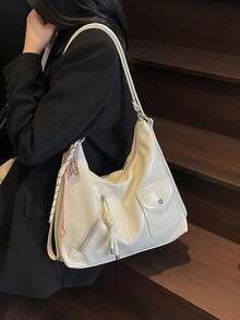 女士多功能手提包，新款时尚高端百搭大容量通勤背包和单肩包三合一 - 米色 - 查看 3