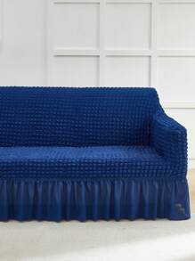 1 件纯色弹力沙发套柔软泡泡纱带裙边沙发套现代简约风格靠垫套客厅卧室户外沙发保护套 L 型组合休闲椅垫套 1/2/3/4 座位家居装饰沙发座套