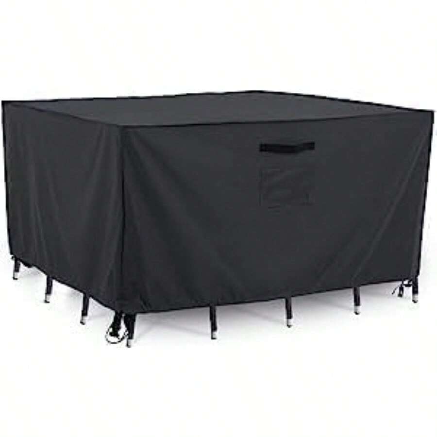 Tempera Outdoor Dining Set Cover For Outside Table And Chairs Square Patio Table Covers For Outdoor Furniture AntiFading Windproof 76''L X 27.8''H X 76''W Space Grey