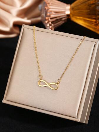 1 pieza Collar con colgante ovalado con símbolo del infinito y patrón de rosa, elegante y minimalista, versátil, collar de gargantilla retro lujoso adecuado para uso diario