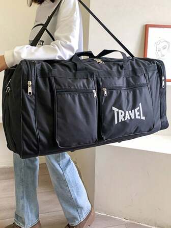 Extra Large Storage Duffle Bag With Zippers And Handles, Big Foldable Duffle Bag For Travel Men Gear Bag For Storage Foldable Weekender Bag For Overnight Camping - Black