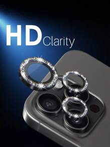 BOLLYMORE 适用于 16e/16Pro Max/16Pro 的 3 片装闪亮摄像头镜头保护膜 - 闪亮铝合金边框，防刮花，炫酷配件，配有易于安装的贴纸，适合日常、办公和家庭使用，保护手机摄像头