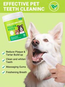 GJYC PET Toallitas limpiadoras de dientes para perros de gran capacidad - Paquete de 55 piezas para perros y gatos | Preempapadas para un uso fácil, refresca el aliento, cuidado oral conveniente, sin necesidad de cepillado
