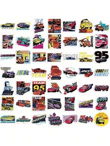 50 miếng dán xe hơi được cấp phép chính thức của Disney Lightning McQueen Mater 2 kiểu dáng decal vinyl chống thấm nước cho bình nước máy tính xách tay điện thoại trang trí xe hơi quà tặng tiệc sinh nhật - Nhiều màu 2 - Xem 8