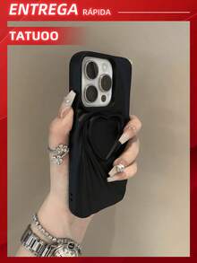 3D Heart Shape Phone Case, Drop-Proof Protective Soft Shell, Compatible With IPhone16 Pro Max/16Pro/16Plus/16/15/14/13/12/11 - 黑色 - 查看 7