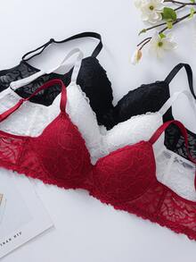 6 chiếc áo ngực ren lãng mạn, áo ngực nâng ngực thoáng khí có gọng thiết kế hoa thoải mái cho vòng một nhỏ, dây đeo có thể điều chỉnh, thích hợp cho ngày lễ tình nhân và mặc hàng ngày, đồ lót nữ thanh lịch - Nhiều màu - Xem 4