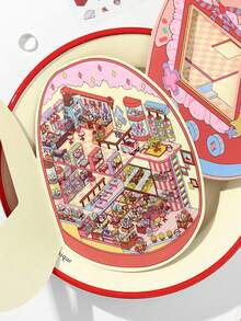 3张2.5D风景贴纸，小角落系列第3辑，3D迷你房屋DIY场景贴纸，适用于学生日记装饰、剪贴簿用品、趣味贴纸、笔记本电脑贴纸、Kindle手机贴纸 - 彩色 - 查看 9