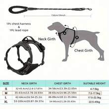 Upgraded Pet Leash & Harness Set For Walking Dogs, Cat Chest Strap, Walking, Anti-Escape, Anti-Bite, Durable, Reflective, Breathable, Suitable For Small/Medium/Large Dogs