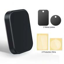 Soporte magnético para teléfono de coche, rectangular, plano, universal, para salpicadero, nevera, escritorio, soporte para smartphone, imanes fuertes - Negro - Ver 3