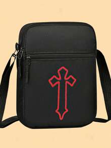 新款牛津布男士单肩背包 - 手机携带包，黑色，旅行斜挎包 - 彩色 - 查看 1