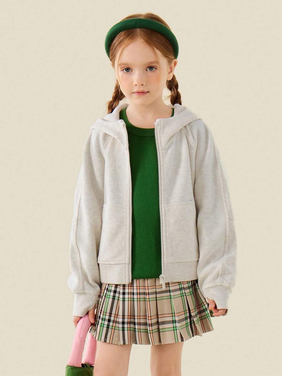 mini bala 女童亲子连帽衫秋季运动风格宽松运动衫 - 淺花灰 - 查看 1