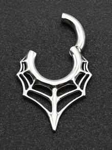 1Pc Large Gauge Spider Web Shaped Magnetic Copper Ear Lobe Piercing Septum Piercing Nose Ring Punk Cobweb Hoop Earring 4G 5x18mm Body Jewelry