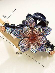 1 件女士优雅水钻花朵发夹，适合所有季节，休闲或派对发饰花朵发夹秋季配饰 - 彩色 - 查看 11