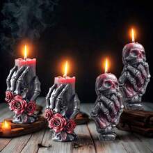 1 pieza Molde de silicona con forma de mano de hueso para velas perfumadas, velas de esqueleto de Halloween, jabón, yeso, decoraciones y regalos creativos
