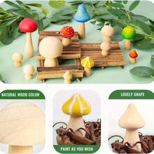 12 قطعة/مجموعة من الفطر الخشبي الطبيعي غير المكتمل - أشكال حرفية DIY للفنون والحرف والرسم وديكور المنزل والزفاف وعيد الميلاد والحفلات المدرسية وأنشطة الأطفال والهدايا اليدوية والنجارة والديكور الريفي والطراز الريفي - متعدد الألوان - مشاهدة 5