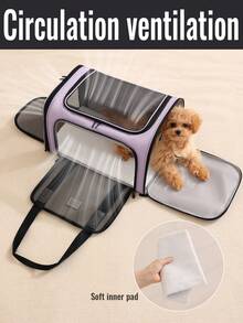1pc Portable Foldable Pet Carrier Bag For Small Dogs And Cats Up To 20lbs, Airline Approved Soft-Sided Dog Cat Travel Bag With Breathable Mesh Panels And Zipper Openings, Lightweight And Durable Pet Tote With Shoulder Strap And Top Handle, Ideal For Airplane, Car, Commute, Outdoor Picnic, Camping, Vet Visits, Pet Travel Essentials For Women And Men Cat Carrier Cat Bag