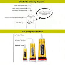T-8000 透明胶水，弹性塑料橡胶珠宝强力胶注射器型手机屏幕修复工具，珠宝工艺水钻手机框架屏幕玻璃修复胶水，适用于学校用品，返校 - 白色 - 查看 7
