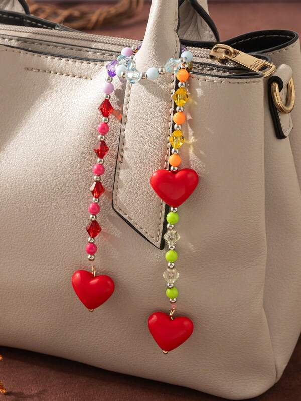 1 pièce Mode INS Pendentif rouge Couleur macaron acrylique DIY Sac à bandoulière Décoration de porte-clés de voiture Peut être assorti librement. Convient pour offrir aux mères, épouses et petites amies.