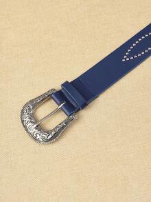 APLCSEY 1pc Women's Fashion Beaded Waist Belt, Versatile Rhinestone Metal Pattern, Gift For Valentine's Day, Holiday Outfit Accessory, Elegant Classic Fall, Autumn, Halloween - Blue - View 3