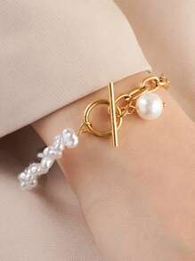 1 pieza Brazalete con colgante de cuentas con cierre de palanca, versátil para uso diario de mujeres, fiestas, accesorio de joyería resistente al agua, regalo para vacaciones