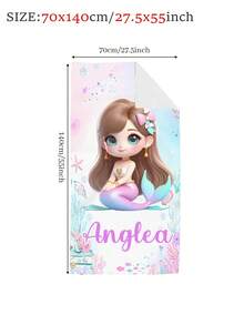 1 buah Handuk Pantai Motif Putri Duyung Lucu dengan Nama Kustom - Sangat Lembut, Cepat Kering, Sangat Menyerap - Cocok untuk Kolam Renang, Perjalanan, Yoga, Berkemah, Hadiah Wisuda, Wajib Dimiliki untuk Perjalanan Musim Panas, Hadiah yang Dipersonalisasi - Putri Duyung - View 13
