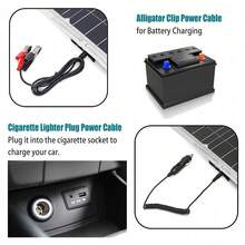 Solar Panel 12V 24V Battery Charger Flexible Charging Kit With Controller 2 USB Charger Caravan Camping Portable 250W 30A - Black - View 4