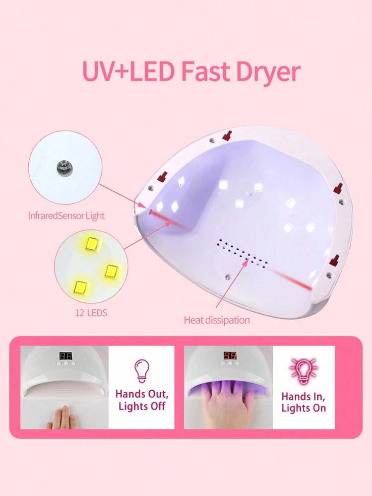 Manicure Tool Kit, Includes UV Nail Lamp, Gel Polish Dryer, Electric Nail Drill, Cuticle Nipper, Cuticle Pusher, Nail File, Manicure & Pedicure Set - Salon-Grade Quality, Perfect For Home Use - Multicolor - View 4