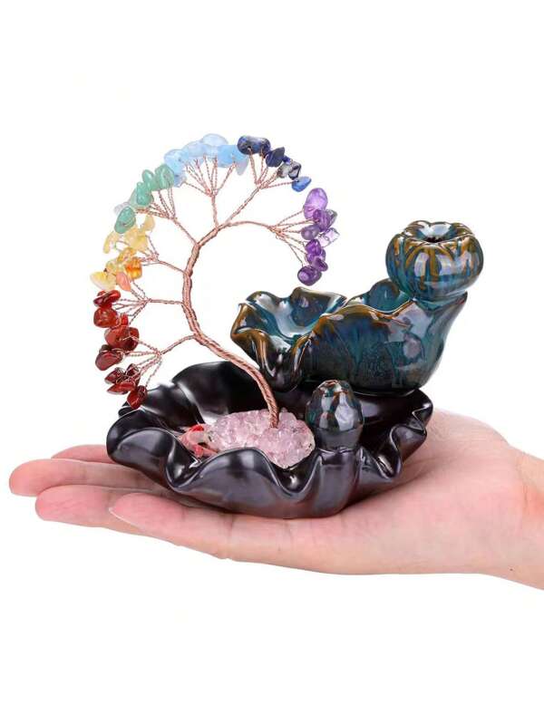 7-Color Crystal Life Tree Backflow Incense Burner, Home Fragrance Incense Burner, Feng Shui Money Tree Incense Burner, Home Decor Ornament