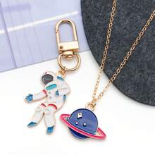 12pcs Space Theme Charm Assorted Gold Plated Enamel Mixed Astronaut Jupiter Rocket Planet Celestial Charm Pendant DIY For Necklace Bracelet Earring Jewelry Making