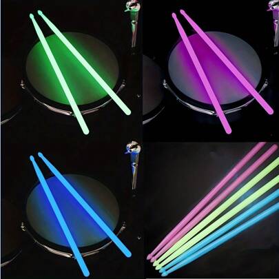 Glow-In-The-Dark Fluorescent Drumsticks 5A Snare Drum Sticks Jazz Glow Drumsticks Continuous Night Light Fluorescent Drumsticks