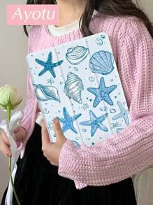 Ayotu Blue Ocean Pattern IPad Case Compatible With IPad 10.2 Inch 2021/2020 IPad 9th/8th Generation,Compatible With Samsung Galaxy Tab A8 10.5 Inch 2022,Compatible With Huawei Matepad 10.4/ Tab,With Pen Holder,Supports Automatic Sleep/Wake Lid,Fashion Protective Case