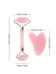 2-częściowy różowy zestaw narzędzi do masażu twarzy, wałek do masażu i płytka do skrobania, do stylizacji ciała i pleców, losowo, uroda, produkty do pielęgnacji skóry, spa, pielęgnacja ciała, narzędzia do pielęgnacji skóry, pielęgnacja twarzy, akcesoria kosmetyczne, masaż, narzędzie do masażu twarzy, wałek do masażu twarzy