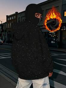 女士秋季服装、女士冬季服装、女士冬季服饰、女士亮片卫衣、冬季亮片上衣、时尚亮片拉法帽街头嘻哈双层连帽开衫、星空秋冬连帽拉链外套（黑色） - 黑色 - 查看 5